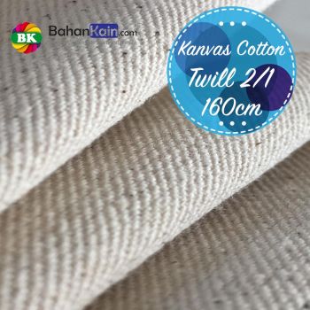 Kain Kanvas Katun Twill 2/1 Lebar 160 cm Greige